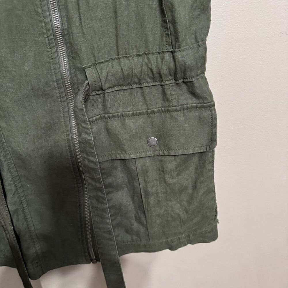 Athleta Wanderbout Olive Green Linen Utility Vest Size Large - Picture 5 of 8
